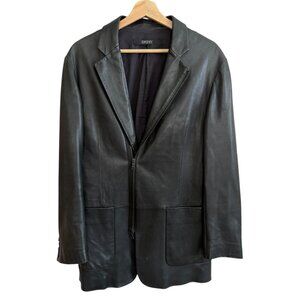 Vintage DKNY Chinese Lambskin Leather Jacket Black‎ M City Grunge Minimalist